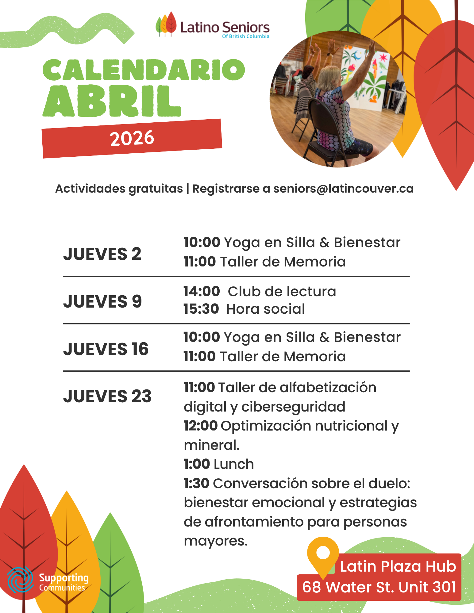 actividades Seniors abril 2026